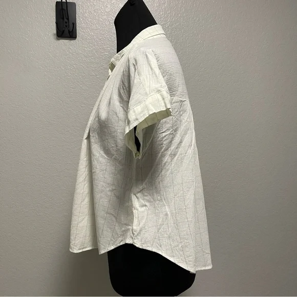 Madewell Light Spun Hilltop Cropped Fit Shirt in Windowpane Print MEDIUM - Picture 5 of 9
